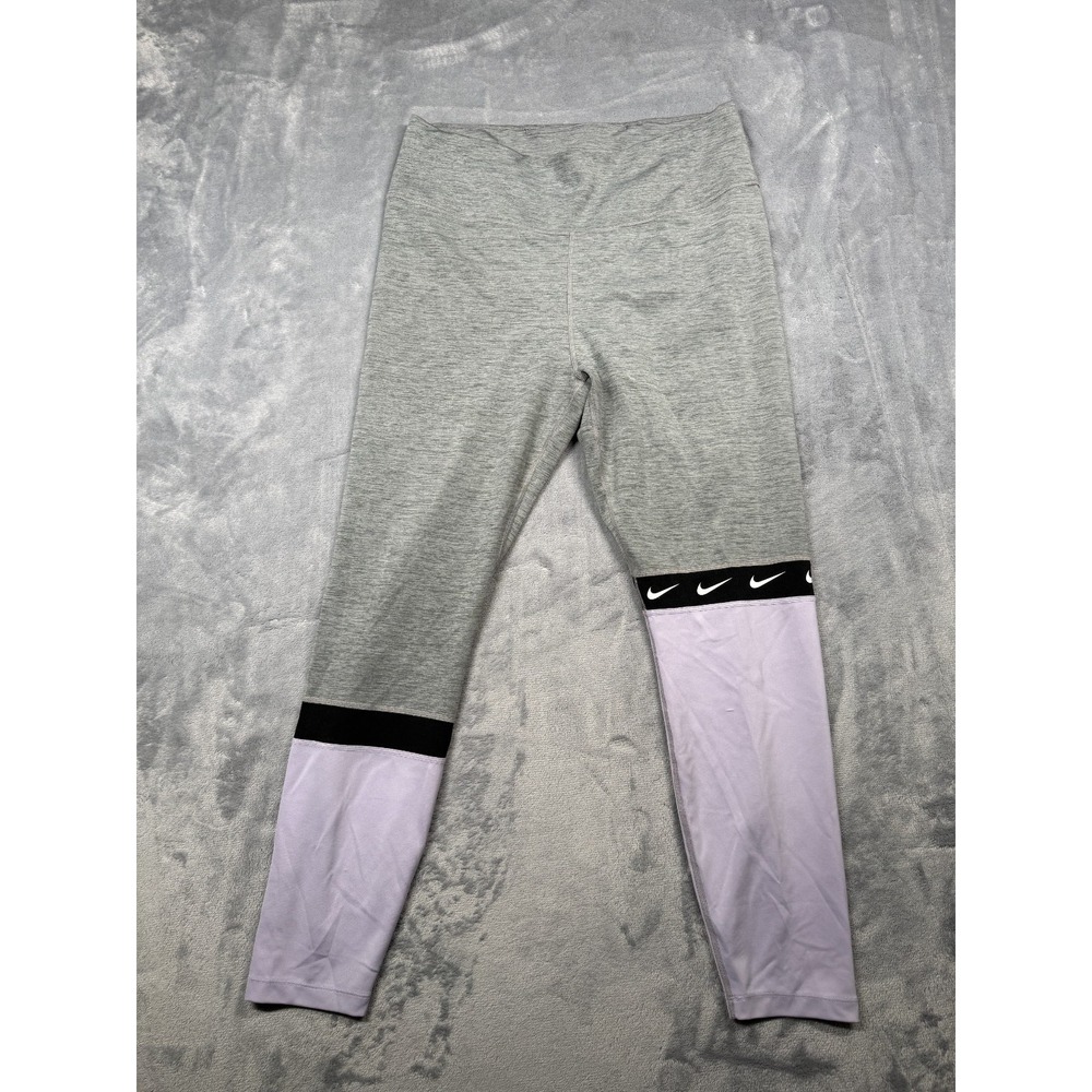 Nike Womens XL Gray Purple Dri-FIT 7/8 Training Leggings High Waisted Workout